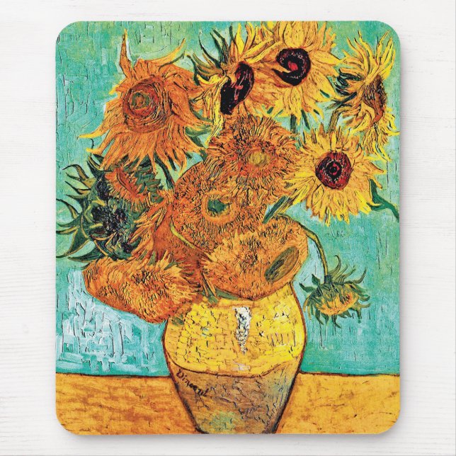 Vincent Van Gogh - Vase mit zwölf Sonnenblumen Mousepad (Vorne)