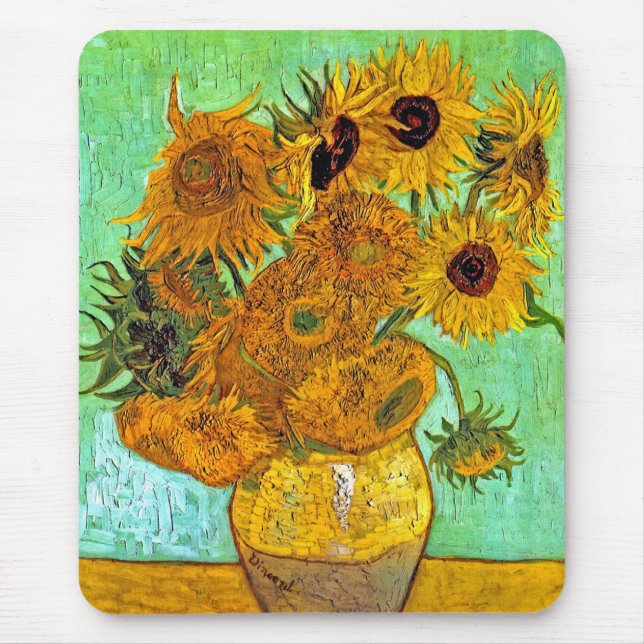 Vincent Van Gogh - Vase mit zwölf Sonnenblumen Mousepad (Vorne)