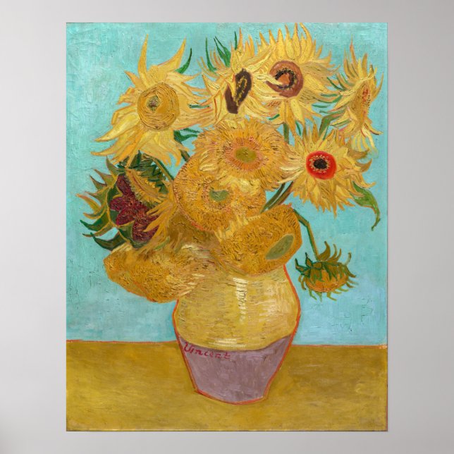 Vincent Van Gogh - Vase mit zwölf Sonnenblumen Poster (Vorne)