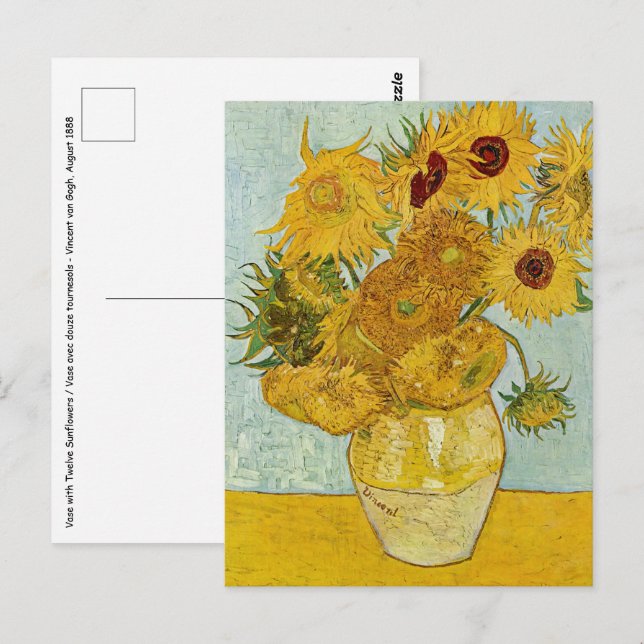 Vincent Van Gogh - Vase mit zwölf Sonnenblumen Postkarte (Vorne/Hinten)
