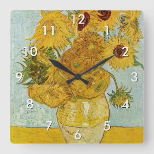 Vincent Van Gogh - Vase mit zwölf Sonnenblumen Quadratische Wanduhr