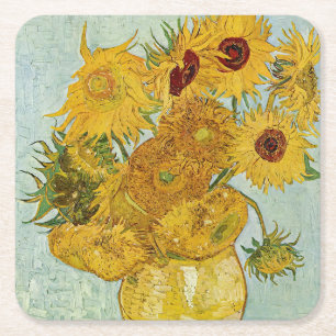 Vincent Van Gogh - Vase mit zwölf Sonnenblumen Rechteckiger Pappuntersetzer