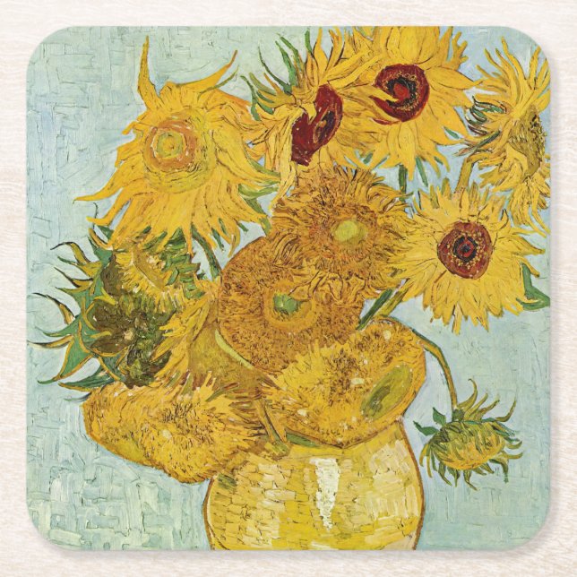 Vincent Van Gogh - Vase mit zwölf Sonnenblumen Rechteckiger Pappuntersetzer (Vorderseite)