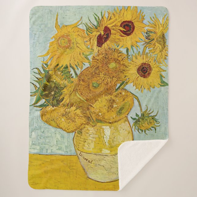 Vincent Van Gogh - Vase mit zwölf Sonnenblumen Sherpadecke (Vorderseite)