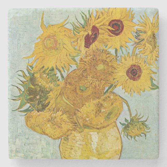 Vincent Van Gogh - Vase mit zwölf Sonnenblumen Steinuntersetzer (Vorderseite)