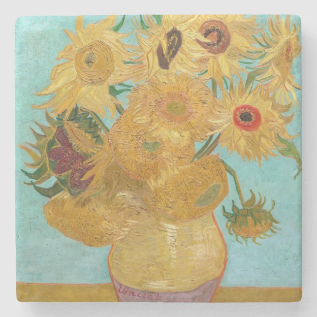 Vincent Van Gogh - Vase mit zwölf Sonnenblumen Steinuntersetzer (Vorderseite)
