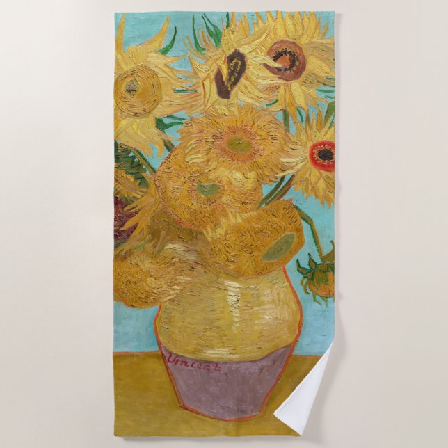Vincent Van Gogh - Vase mit zwölf Sonnenblumen Strandtuch (Vorderseite)