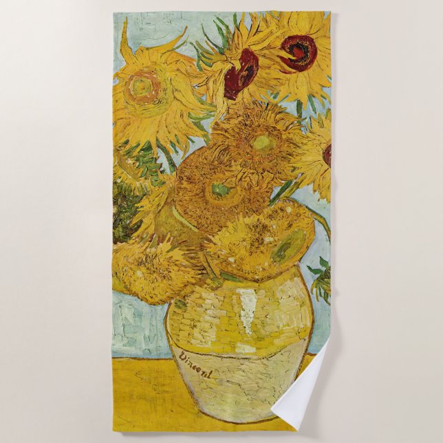 Vincent Van Gogh - Vase mit zwölf Sonnenblumen Strandtuch (Vorderseite)
