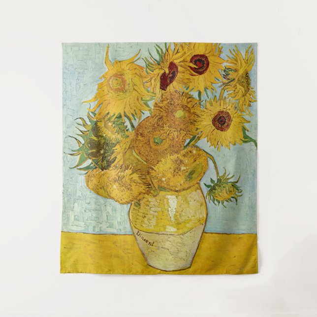 Vincent Van Gogh - Vase mit zwölf Sonnenblumen Wandteppich (Vorderseite)