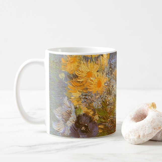 Vincent van Gogh Vase of Lilacs, Daisies, Anemones Tasse (Mit Donut)