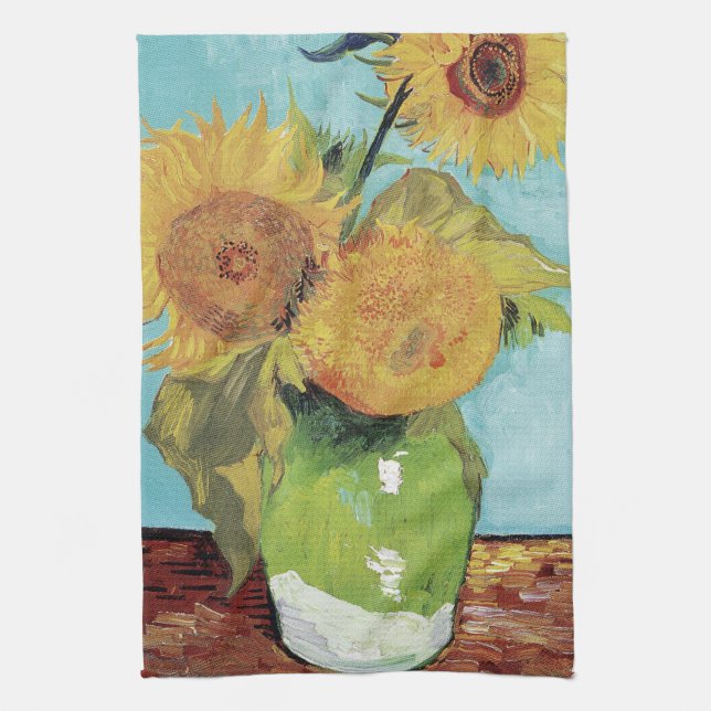 Vincent Van Gogh Vase Sunflowers Geschirrtuch (Vertikal)