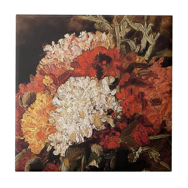 Vincent Van Gogh - Vase with Carnys - Fine Art Fliese (Vorderseite)