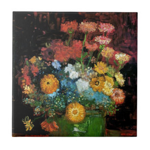 Vincent Van Gogh - Vase with Zinnias Fine Art Fliese