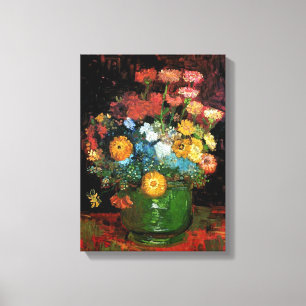 Vincent Van Gogh - Vase with Zinnias Fine Art Leinwanddruck