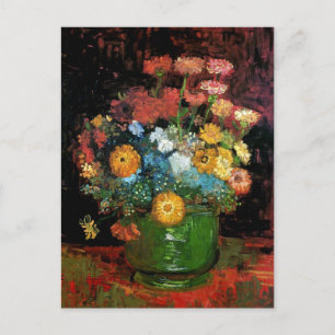 Vincent Van Gogh - Vase with Zinnias Fine Art Postkarte