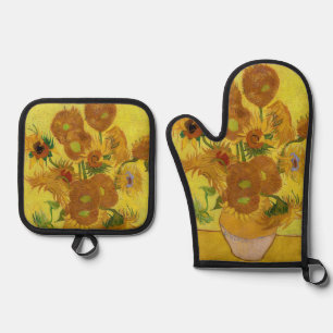 Vincent van Gogh - Vasen mit fünfzehn Sonnenblumen Ofenhandschuh & Topflappen-Set