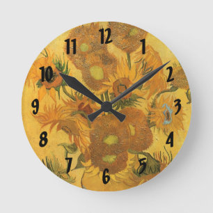 Vincent van Gogh - Vasen mit fünfzehn Sonnenblumen Runde Wanduhr