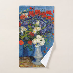 Vincent van Gogh - Vasen mit Kornblumen und Mohn Badhandtuch Set