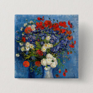 Vincent van Gogh - Vasen mit Kornblumen und Mohn Button