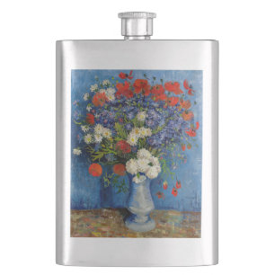 Vincent van Gogh - Vasen mit Kornblumen und Mohn Flachmann