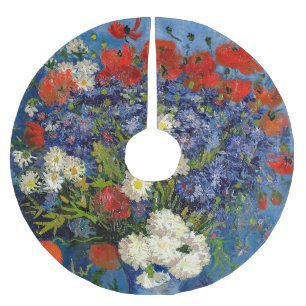 Vincent van Gogh - Vasen mit Kornblumen und Mohn Polyester Weihnachtsbaumdecke