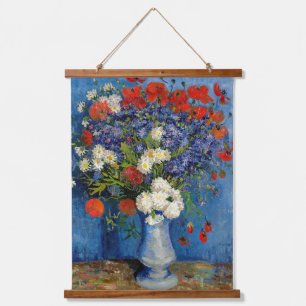 Vincent van Gogh - Vasen mit Kornblumen und Mohn Wandteppich Mit Holzrahmen