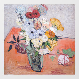 Vincent van Gogh - Vasen mit Rosen und Anemonen Fensteraufkleber