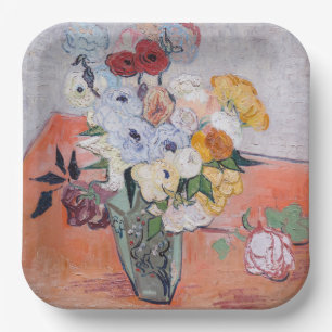 Vincent van Gogh - Vasen mit Rosen und Anemonen Pappteller