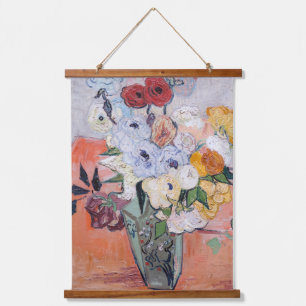 Vincent van Gogh - Vasen mit Rosen und Anemonen Wandteppich Mit Holzrahmen