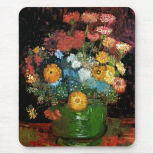 Vincent Van Gogh - Vasen mit Zinnien Fine Art Mousepad