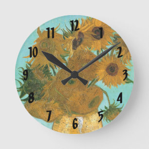 Vincent van Gogh - Vasen mit zwölf Sonnenblumen Runde Wanduhr