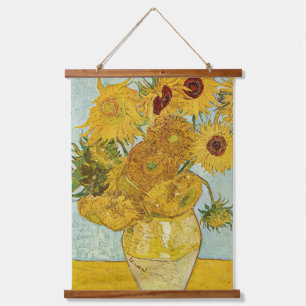 Vincent Van Gogh - Vasen mit zwölf Sonnenblumen Wandteppich Mit Holzrahmen