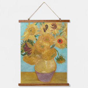 Vincent Van Gogh - Vasen mit zwölf Sonnenblumen Wandteppich Mit Holzrahmen