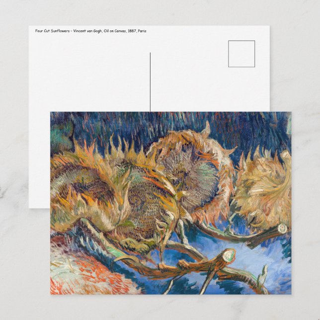 Vincent van Gogh - Vier Schnittblumen Postkarte (Vorne/Hinten)