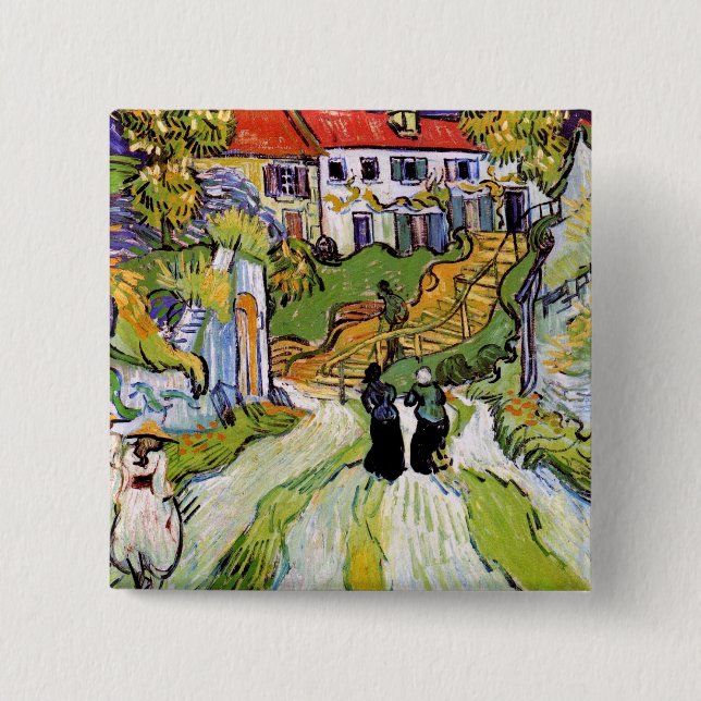 Vincent Van Gogh - Village Street and Steps Button (Vorderseite)