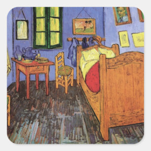 Vincent van Gogh - Vincent's Bedroom in Arles Quadratischer Aufkleber