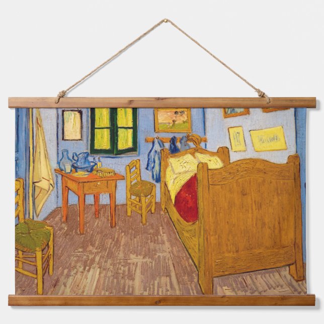 Vincent van Gogh - Vincent's Bedroom in Arles Wandteppich Mit Holzrahmen (Vorne)