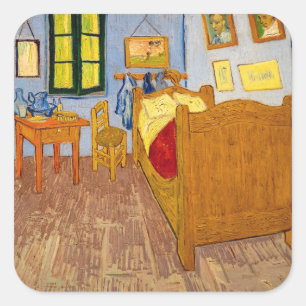 Vincent van Gogh - Vincents Schlafzimmer in Arles Quadratischer Aufkleber