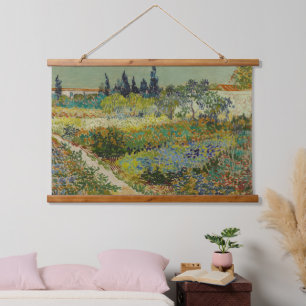 Vincent Van Gogh Vintag Garden at Arles Wandteppich Mit Holzrahmen