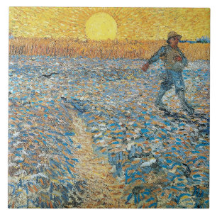 Vincent Van Gogh Vintage Sämann bei Sonnenuntergan Fliese