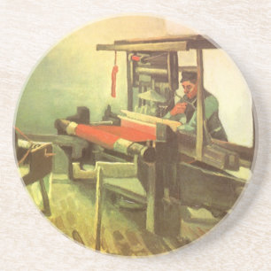 Vincent van Gogh Weaver gegenüber Links Spinnrad Untersetzer