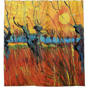 Vincent Van Gogh - Weiden bei Sonnenuntergang Fine Duschvorhang