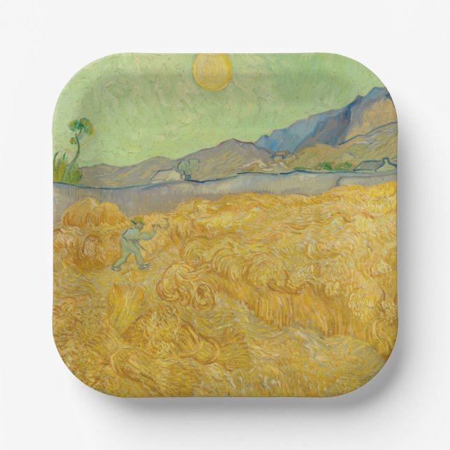 Vincent van Gogh - Weizenfeld mit einem Schnitter Pappteller (Vorderseite)