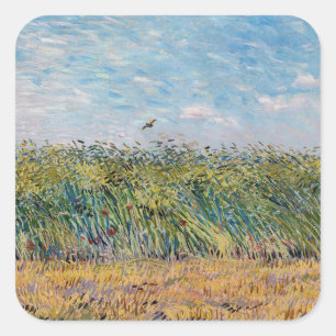 Vincent van Gogh - Weizenfeld mit einer Lerche Quadratischer Aufkleber
