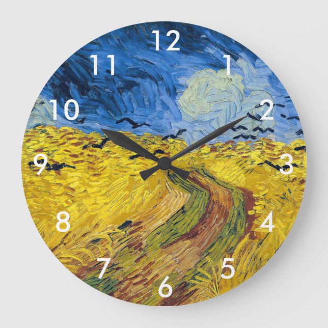 Vincent van Gogh - Weizenfeld mit Krähen Große Wanduhr (Vorderseite)
