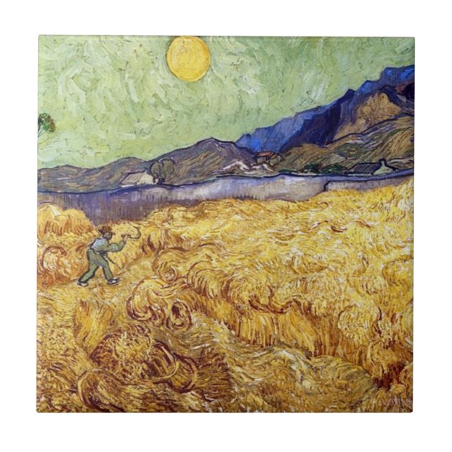 Vincent Van Gogh - Weizenfeld mit Sensenmann und S Fliese (Vorderseite)