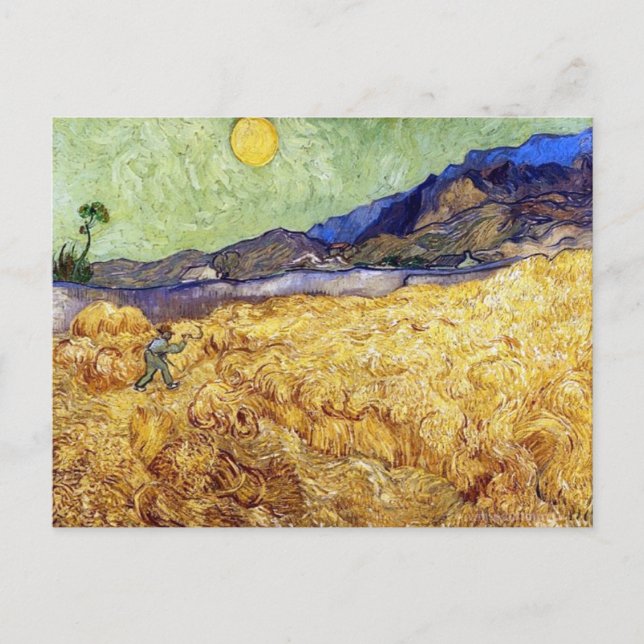 Vincent Van Gogh - Weizenfeld mit Sensenmann und S Postkarte (Vorderseite)