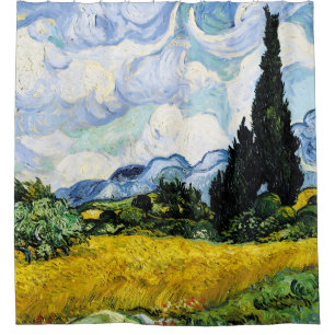 Vincent Van Gogh Weizenfeld mit Zypressen (1889) Duschvorhang