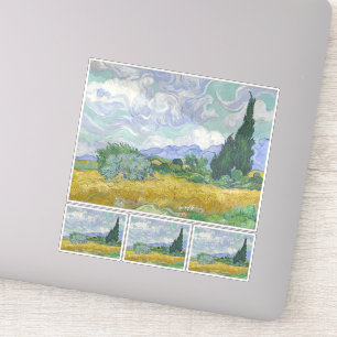 Vincent Van Gogh, Weizenfeld mit Zypressen Aufkleber