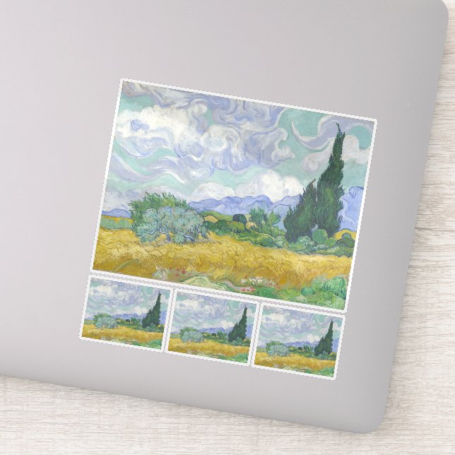 Vincent Van Gogh, Weizenfeld mit Zypressen Aufkleber (Detail)